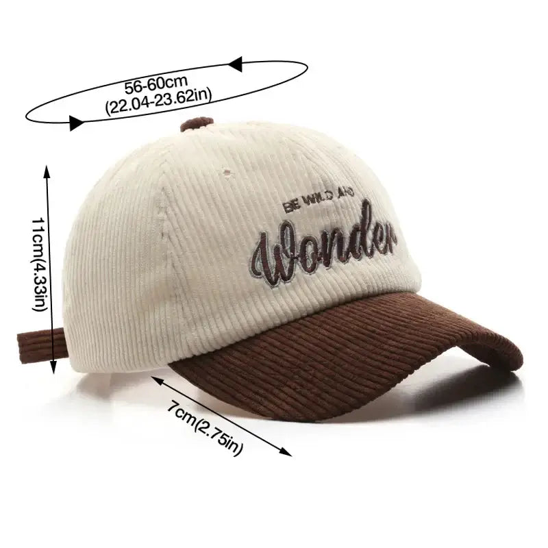 Corduroy Baseball Cap - Autumn/Winter Letter Patch Hat