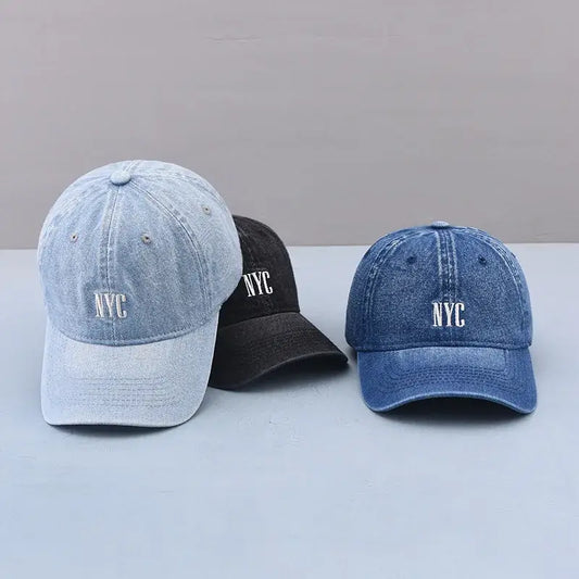 Embroidered Washed Cotton Dad cap Hat Retro embroidered Jean Baseball Cap
