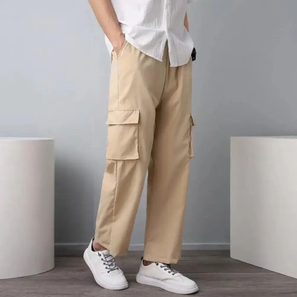 Elastic Waist Cargo Pants - Men's Streetwear