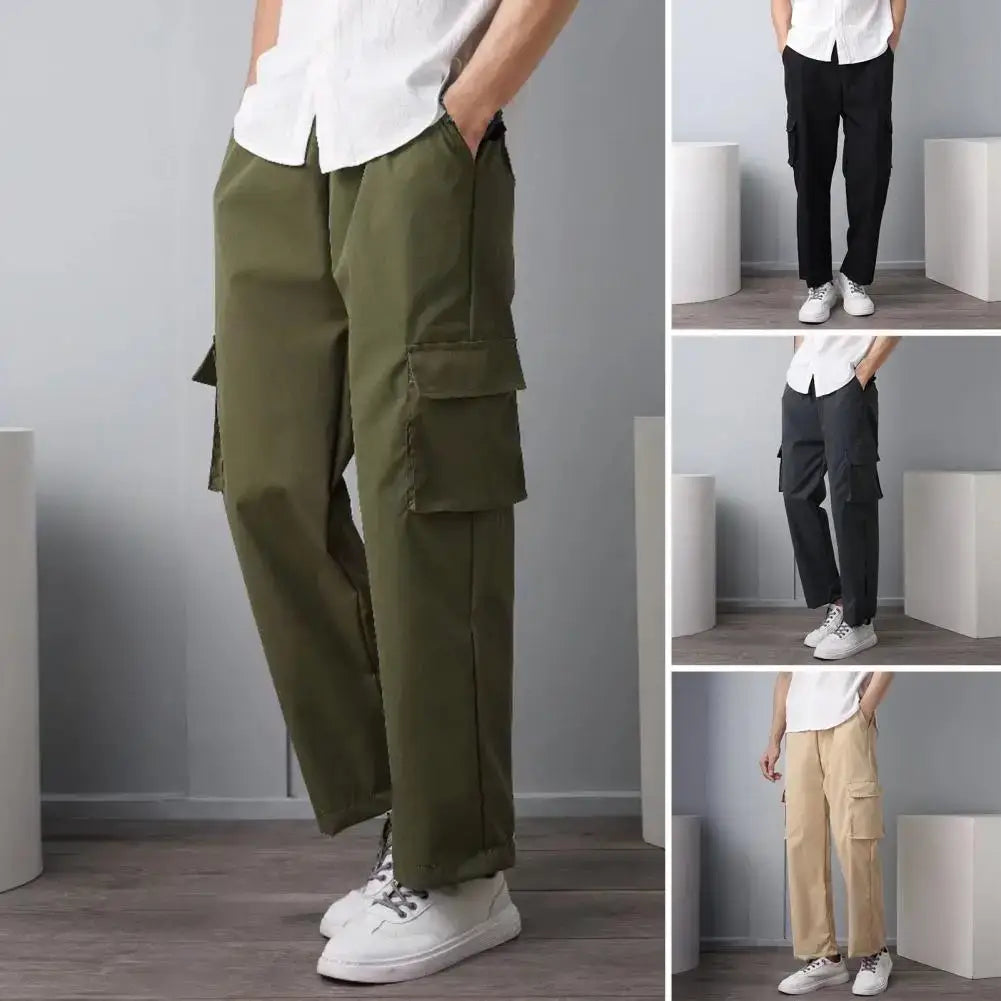 Elastic Waist Cargo Pants - Men's Streetwear